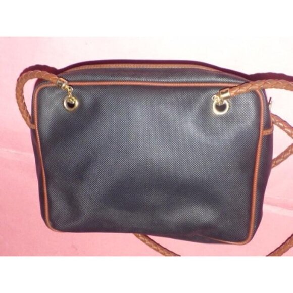 Bottega Veneta Vintage Black Satchel Coated Canvas Brown Leather - Picture 4 of 5